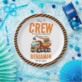 Plato De Papel Camión de la tripulación de la construcción