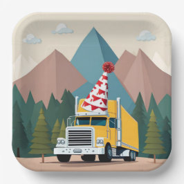 Plato De Papel Camión Feliz Cumpleaños Fiesta Transporte Gracioso