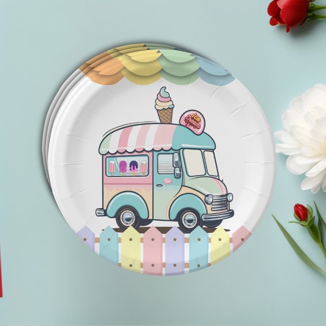 Plato De Papel Camión moderno con crema de hielo aspira Baby Show (Subido por el creador)