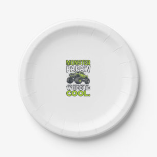 Plato De Papel Camión Monstruo Papá Wheelie Cool Divertido Diseño