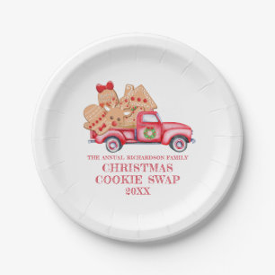 Plato De Papel Camión Rojo Navidades Cookie Swap