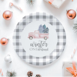 Plato De Papel Camión rosa de primer cumpleaños de Onederland