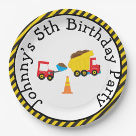 Plato De Papel Camión volcado y excavador