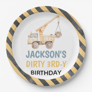 Plato De Papel Camión Yellow Construction Dirty 3rdy Plate de pap