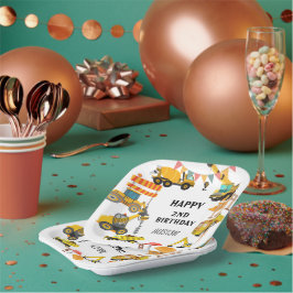 Plato De Papel Camiones de construcción | Fiesta de cumpleaños pa