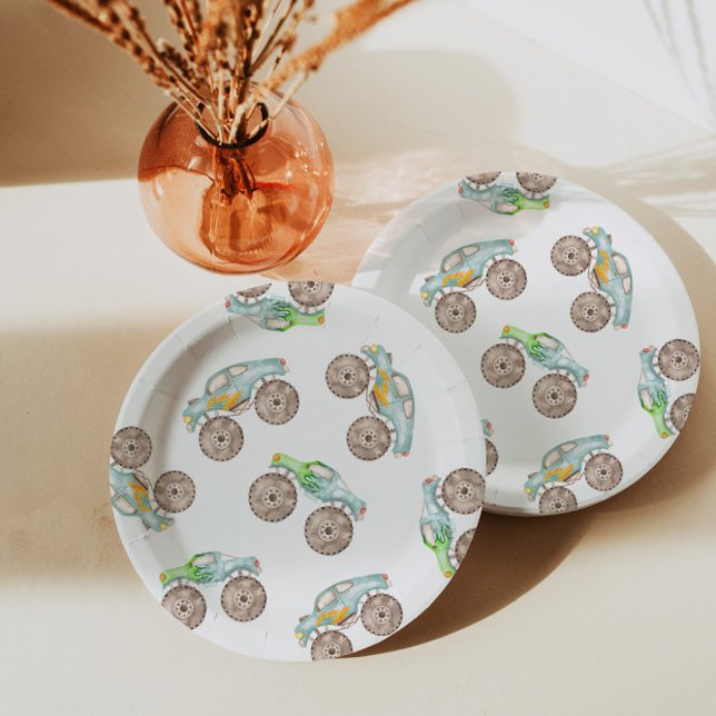 Plato De Papel Camiones de monstruo divertidos Placas de papel de (Subido por el creador)