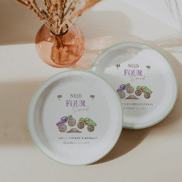 Plato De Papel Camiones Monster Placas de papel verde púrpura par