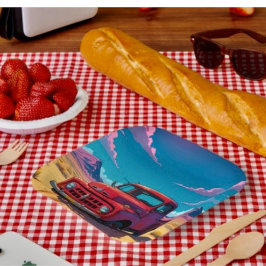 Plato De Papel Camioneta clásica americana 