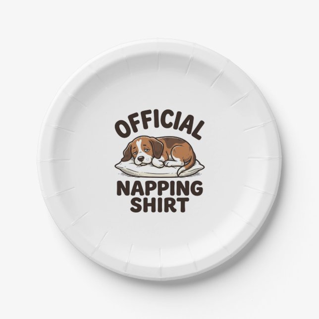 Plato De Papel Camisa Oficial para Dormir Perro Dormilón Diseño V (Anverso)