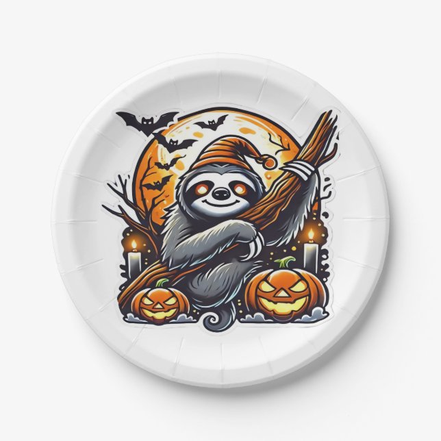 Plato De Papel Camiseta Clásica de Halloween (Anverso)