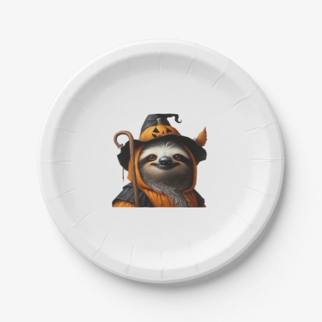 Plato De Papel Camiseta clásica Sloth Halloween (Anverso)