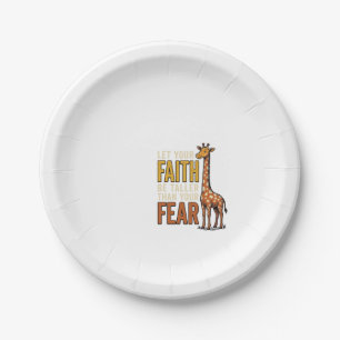 Plato De Papel Camiseta cristiana vintage de jirafa Fe Sobre Mied