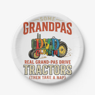 Plato De Papel Camiseta de dormir de granja vintage Tractor Abuel