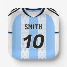 Camiseta de fútbol de Argentina con placa de nombr
