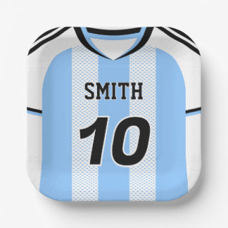 Plato De Papel Camiseta de fútbol de Argentina con placa de nombr