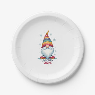 Plato De Papel Camiseta de Gnome Unicornio Familia Grupo de Navid