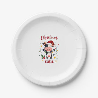 Plato De Papel Camiseta de Navidad de Vaca Cute Vaquitas de Navid