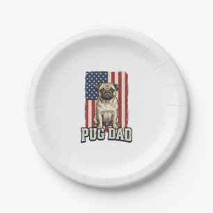 Plato De Papel Camiseta de perro con grabado vintage patriótico P