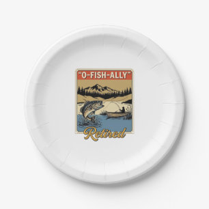 Plato De Papel Camiseta de pesca vintage O-Fish-Ally Retired Dise