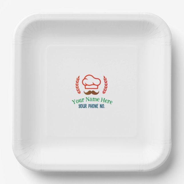 Plato De Papel Camiseta de restaurante con logotipo personalizado (Anverso)
