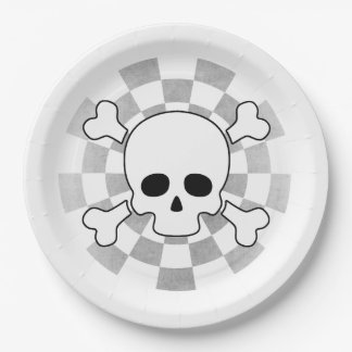 Plato De Papel Camiseta de tablero de ajedrez descolorido con cal