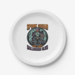 Plato De Papel Camiseta divertida de zombie de Halloween con grab