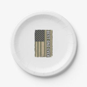 Plato De Papel Camiseta Patriótica Vintage Mejor Papá del Mundo_
