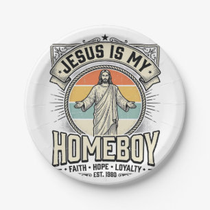 Plato De Papel Camiseta Religiosa Vintage Jesús Es Mi Amigo
