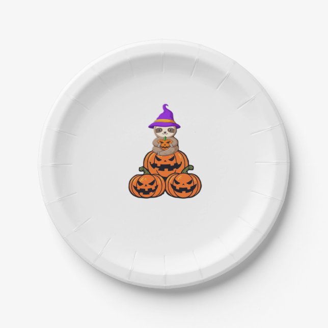 Plato De Papel Camiseta Sloth Halloween Premium (Anverso)