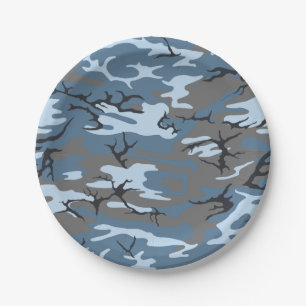 Plato De Papel Camo azul
