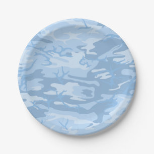 Plato De Papel Camo azul oscuro