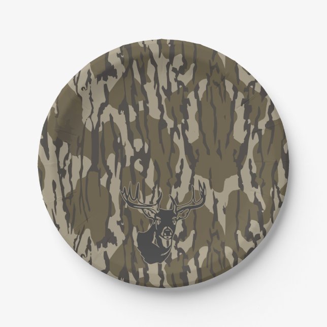 Plato De Papel Camo de caza de camo de la botella de cerveza Whit (Anverso)