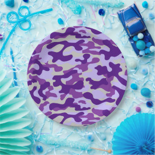 Plato De Papel Camo Purpura