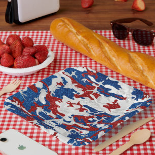 Plato De Papel Camo rojo, blanco y azul 4 de julio Placa de papel