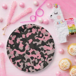 Plato De Papel Camo rosa