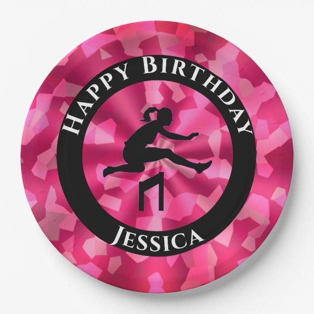 Plato De Papel Camo rosa de pista y campo para chicas (Anverso)