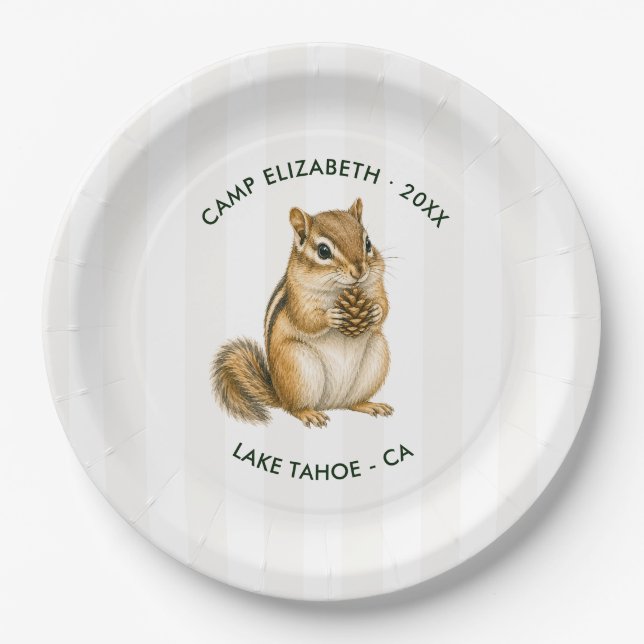 Plato De Papel Camp Bride Ardilla Personalizado Despedida de Solt (Anverso)
