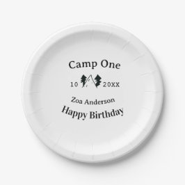 Plato De Papel Camp one happy birthday name date campingadventure