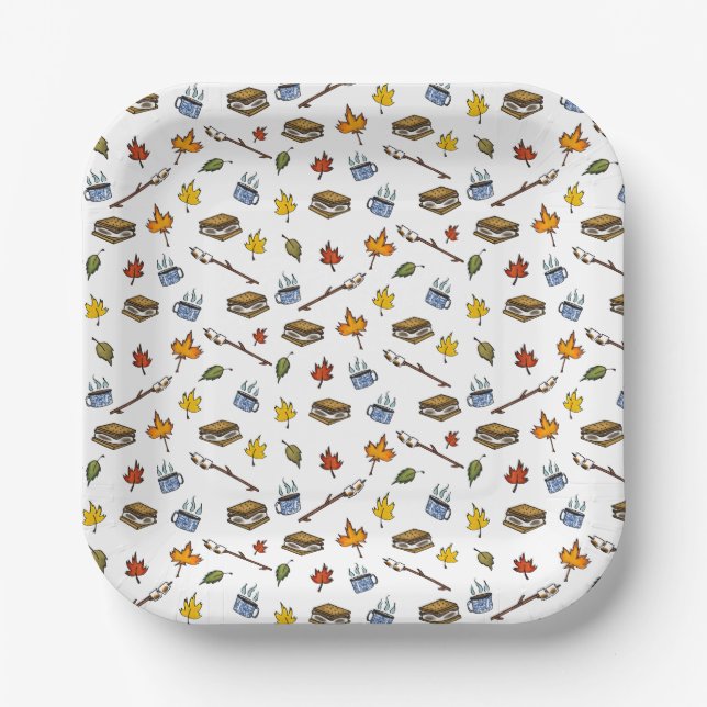 Plato De Papel Campamento de Verano S.Mores Fogata Feliz Fogata d (Anverso)