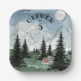 Plato De Papel Campamento personalizado para fiestas de cumpleaño