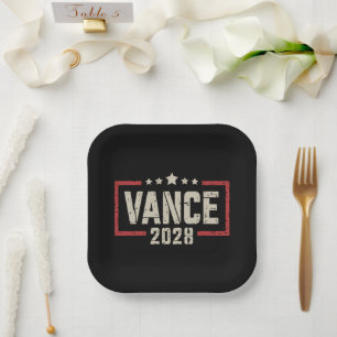 Plato De Papel Campaña electoral de Vance 2028 presidente bandera