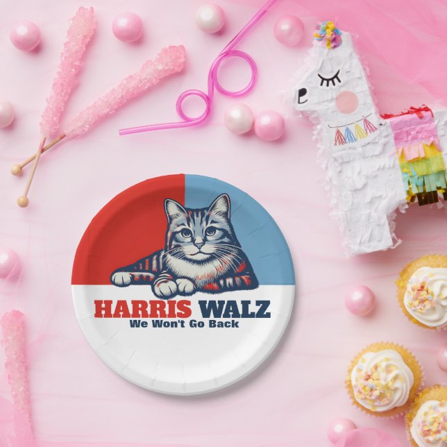 Plato De Papel Campaña Harris Walz (Fiesta)