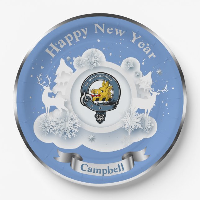 Plato De Papel Campbell Clan Badge Personalizado de Invierno (Anverso)
