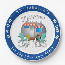 Plato De Papel Camper feliz, camping personalizado