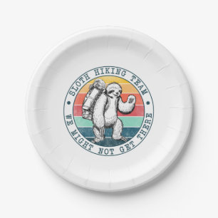 Plato De Papel Camper Gift Sloth Hiking Team Birthday