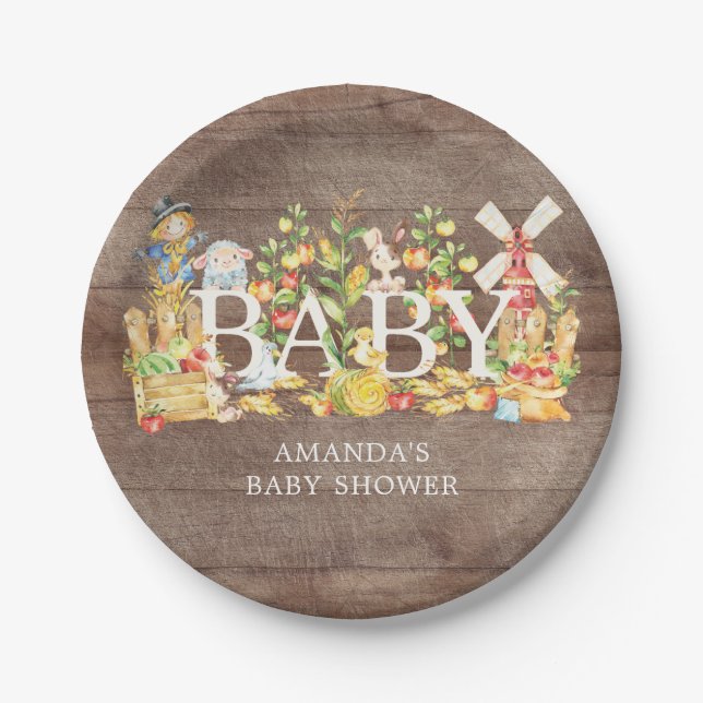Plato De Papel Campesinos comercializan Baby Shower 7" Plate (Anverso)