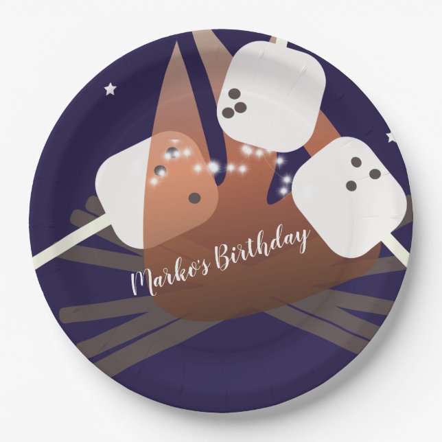 Plato De Papel Campfire Marshmallow Stars Camping Al Aire Libre (Anverso)
