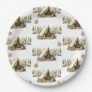 Plato De Papel Camping Adventure Kids Birday Fiesta