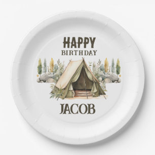 Plato De Papel Camping Adventure Kids Birthday Fiesta