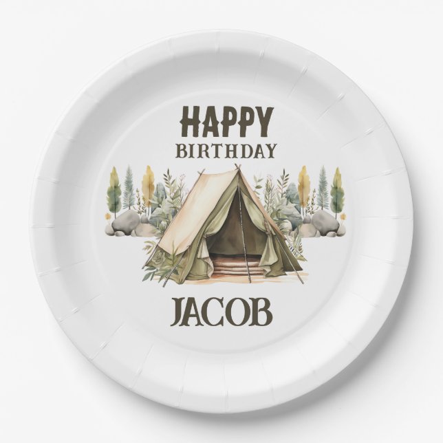 Plato De Papel Camping Adventure Kids Birthday Fiesta (Anverso)